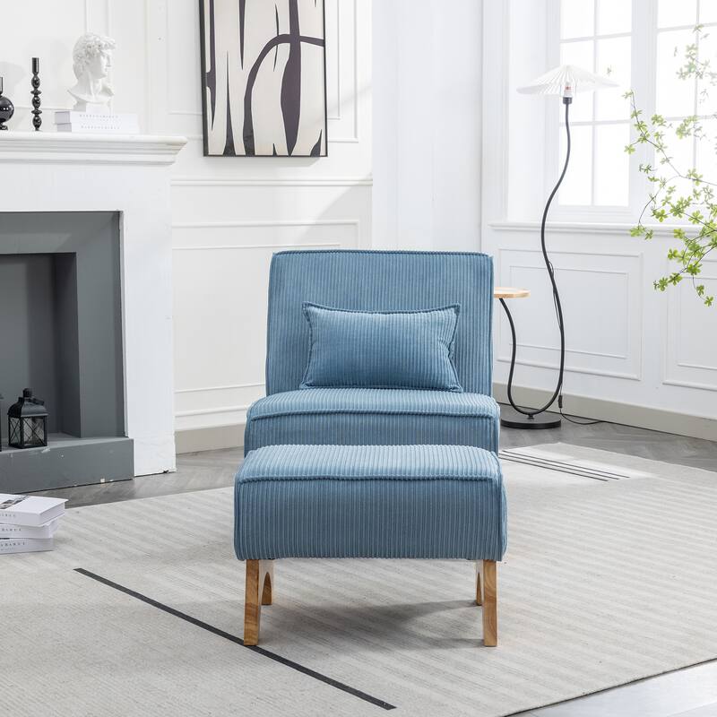 29.13" Wide Accent Chair with Ottoman lounge Armless chair Upholstered